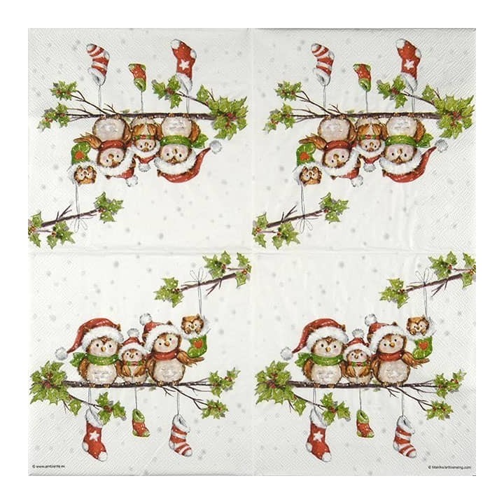 Owl family servet 33x33cm