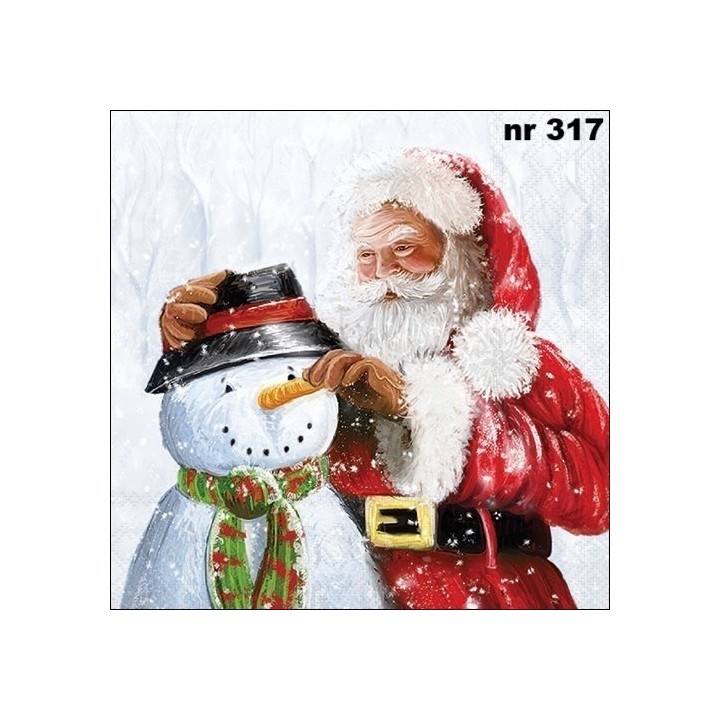 Santa and snowman servet 33x33cm