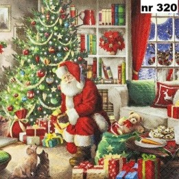 Santa brings gifts servet 33x33cm