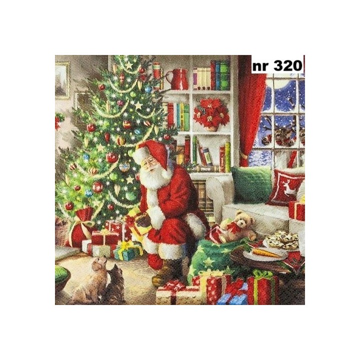 Santa brings gifts servet 33x33cm