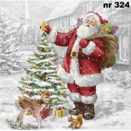 Santas xmas tree servet 33x33cm