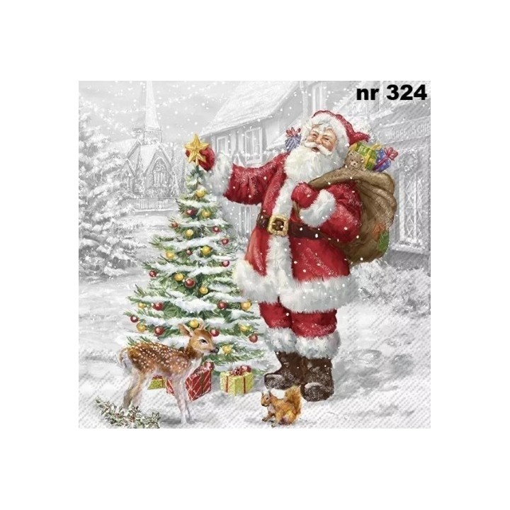 Santas xmas tree servet 33x33cm