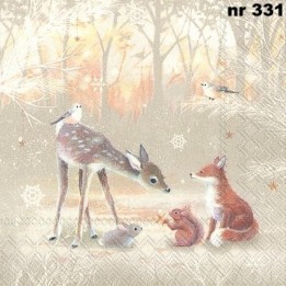 Silent forest linen servet 33x33cm