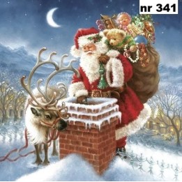 Santa claus & chimney servet 33x33cm
