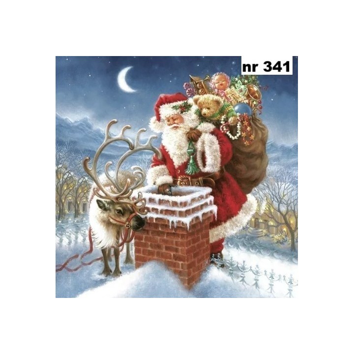 Santa claus & chimney servet 33x33cm