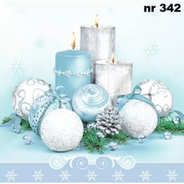 Xmas blue & silver servet 33x33cm