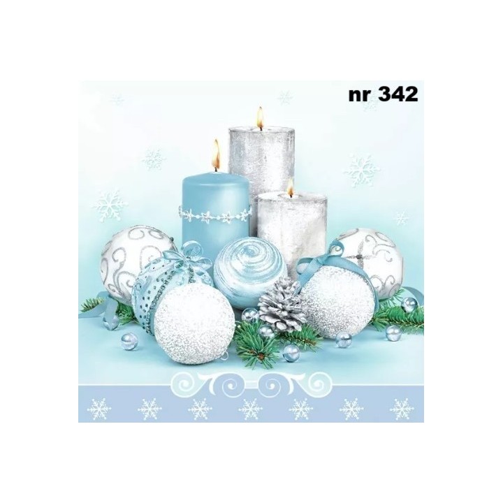Xmas blue & silver servet 33x33cm