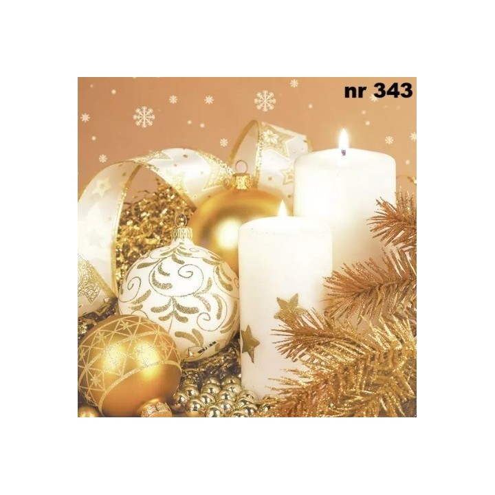 Xmas arrangement in gold servet 33x33cm