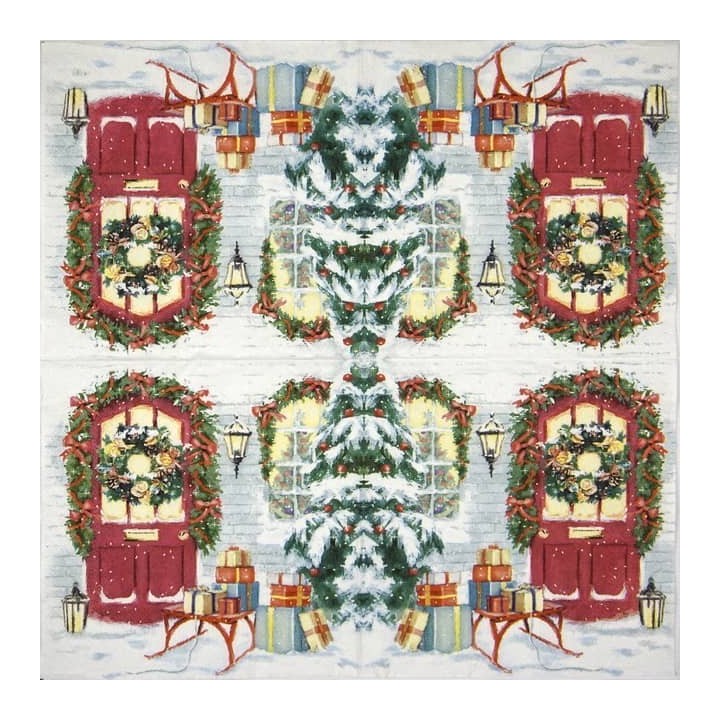 Christmas house and gifts servet 33x33cm