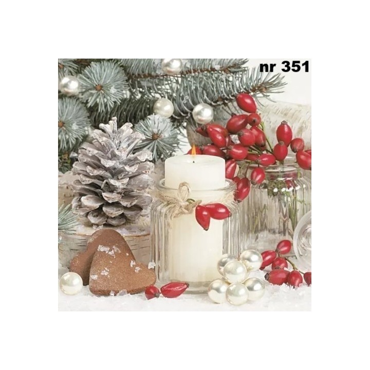 Snowy winter arrangement servet 33x33cm