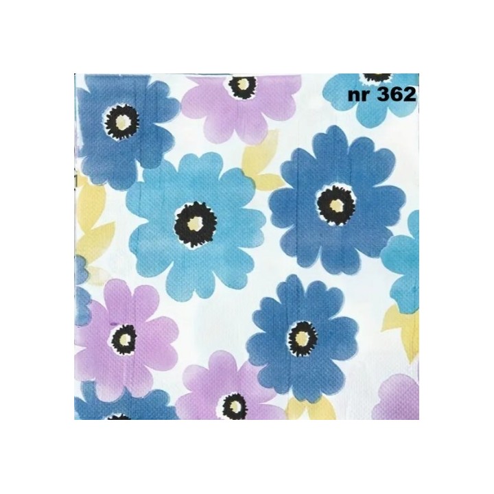 Flowers in blue servet 33x33cm