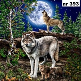 Wolf at the moon servet 33x33cm