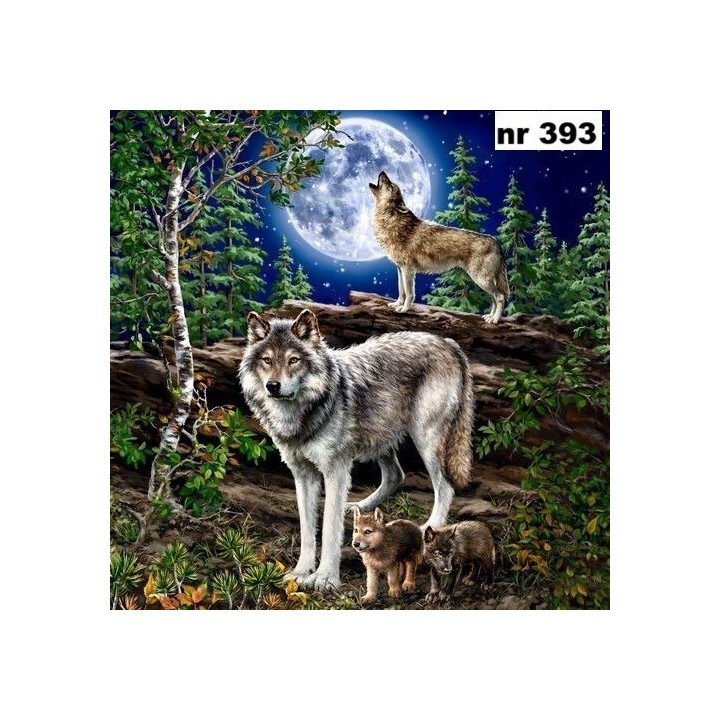 Wolf at the moon servet 33x33cm