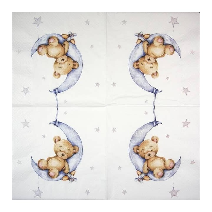 Leon-teddy in moon blue servet 33x33cm