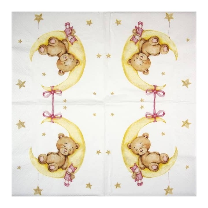 Leonie-teddy in moon pink servet 33x33cm
