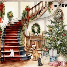 Maison de noel servet 33x33cm
