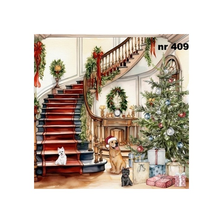 Maison de noel servet 33x33cm