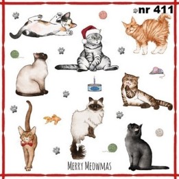 Merry meowmas servet 33x33cm