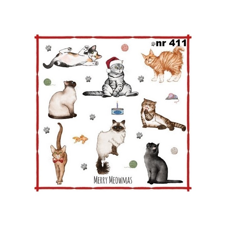 Merry meowmas servet 33x33cm
