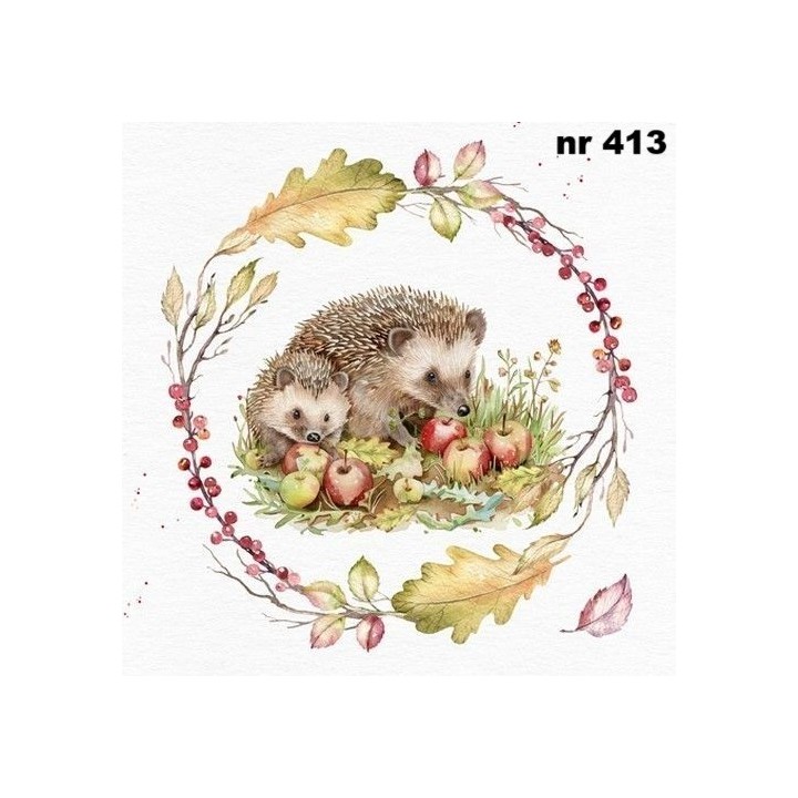 Hedgehog autums feast servet 33x33cm