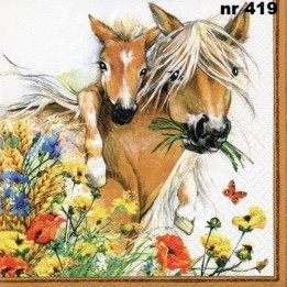 Horses in summer meadow servet 33x33cm