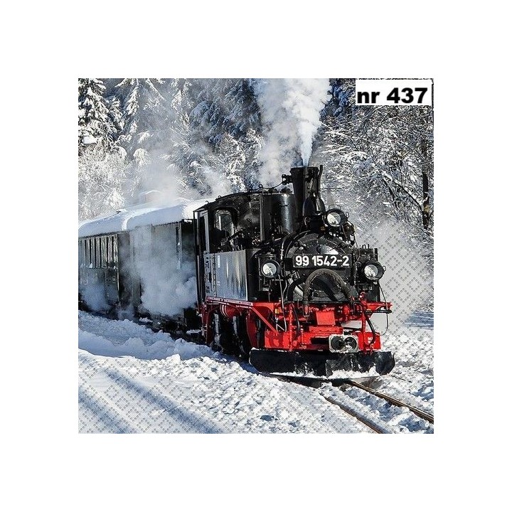 Eisenbahn in Winterlandschaft servet 33x33cm