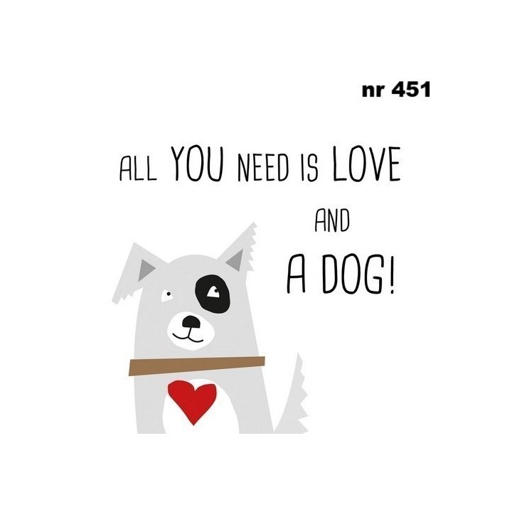 Love and dog servet 33x33cm