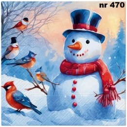 Distinctive snowman servet 33x33cm
