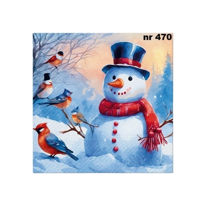Distinctive snowman servet 33x33cm