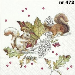 Squirrels and berries servet 33x33cm