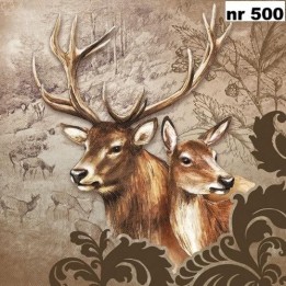 Deer couple brown servet 33x33cm