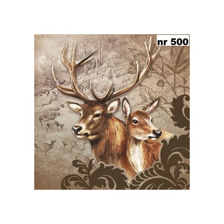 Deer couple brown servet 33x33cm
