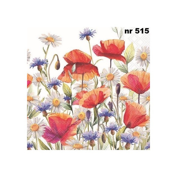 Poppies and cornflowers servet 33x33cm