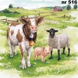 Farm animals servet 33x33cm