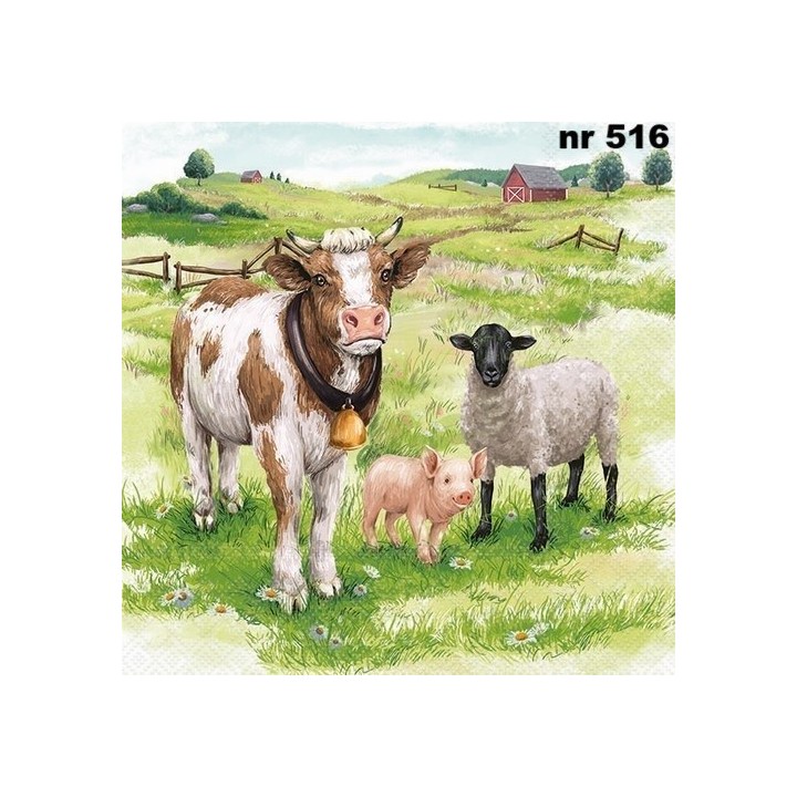 Farm animals servet 33x33cm