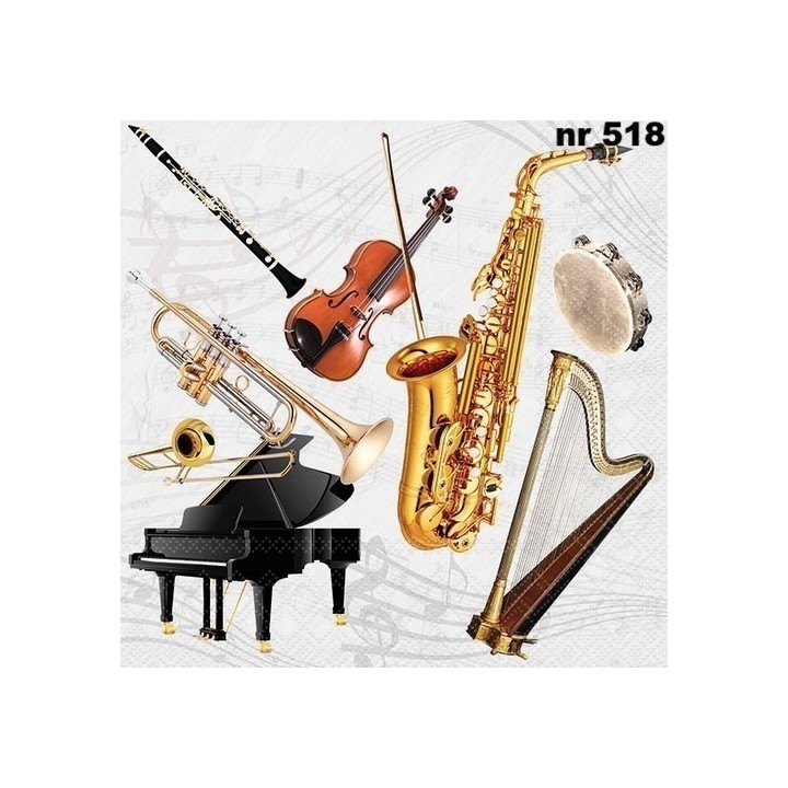 Music instruments servet 33x33cm