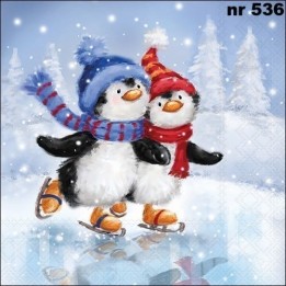 Skating penguins servet 33x33cm