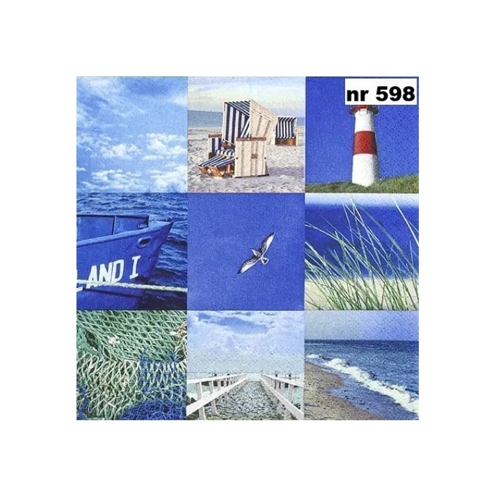 Maritime Collage servet 33x33cm