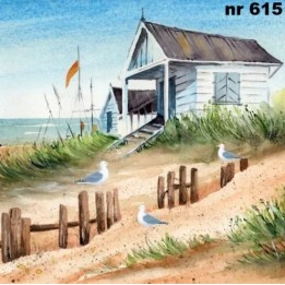 Summer House on Sandy Seashore servet 33x33cm