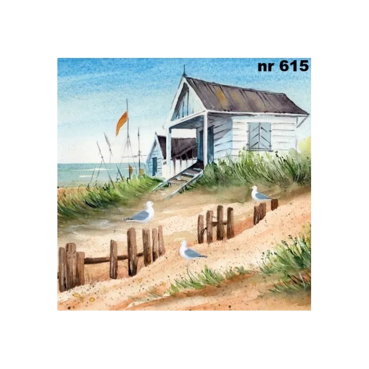 Summer House on Sandy Seashore servet 33x33cm