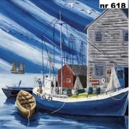 Fishing Harbor servet 33x33cm