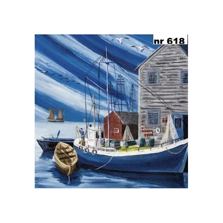 Fishing Harbor servet 33x33cm