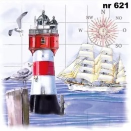 Lighthouse & Compass servet 33x33cm