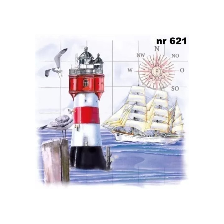 Lighthouse & Compass servet 33x33cm