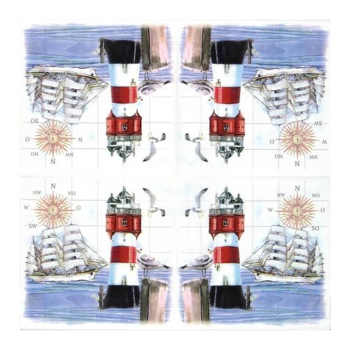 Lighthouse & Compass servet 33x33cm