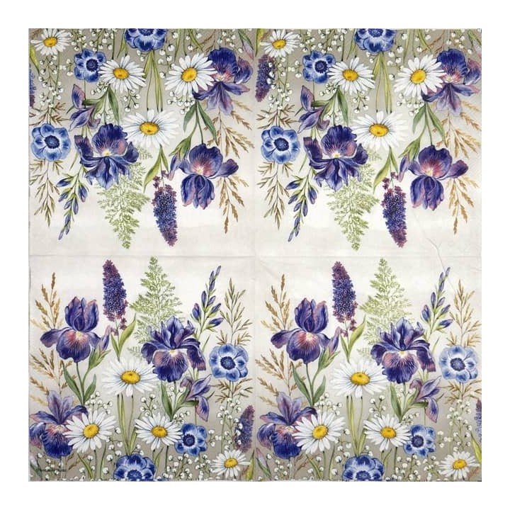 Mixed meadow flowers servet 33x33cm