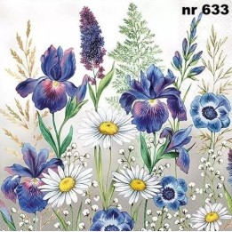 Mixed meadow flowers servet 33x33cm