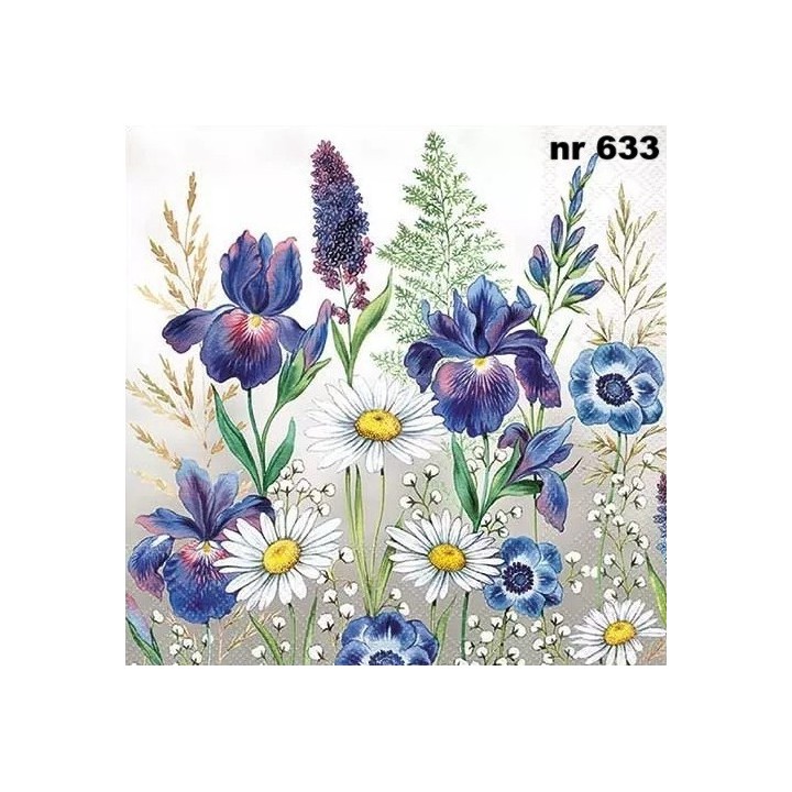 Mixed meadow flowers servet 33x33cm