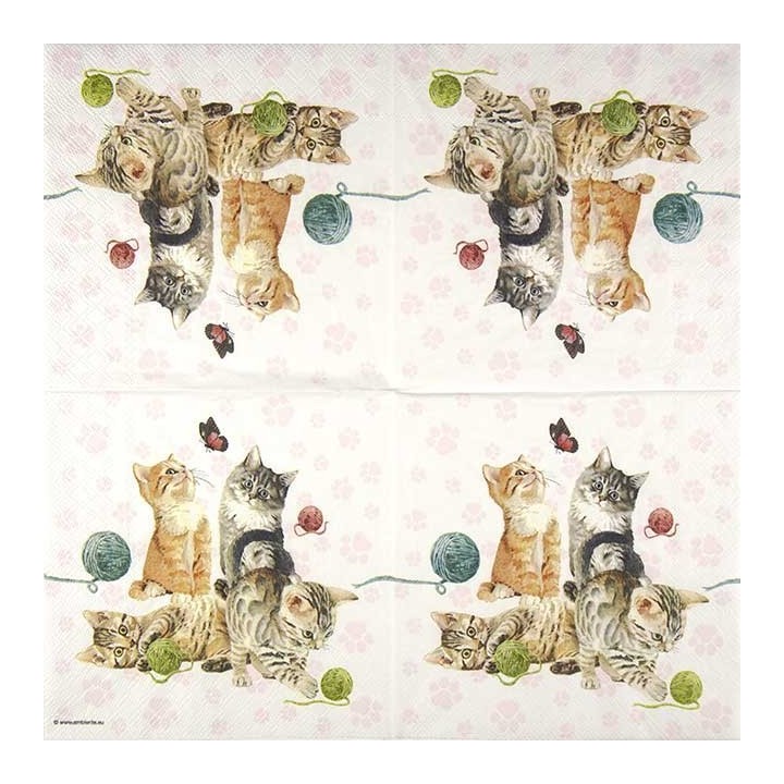 Playing kitten servet 33x33cm