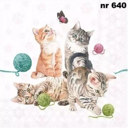 Playing kitten servet 33x33cm